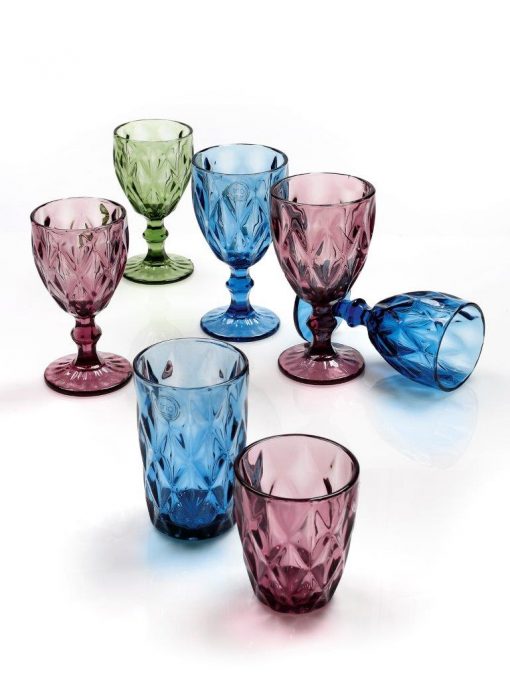 Комплект 6 чаши за вино на столче KARE Blue - 320 ml