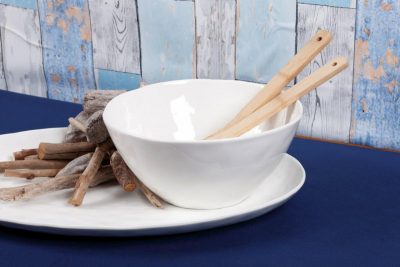 Купа за салата с бамбукови прибори за сервиране - серия MAGNA - Durable Porcelain