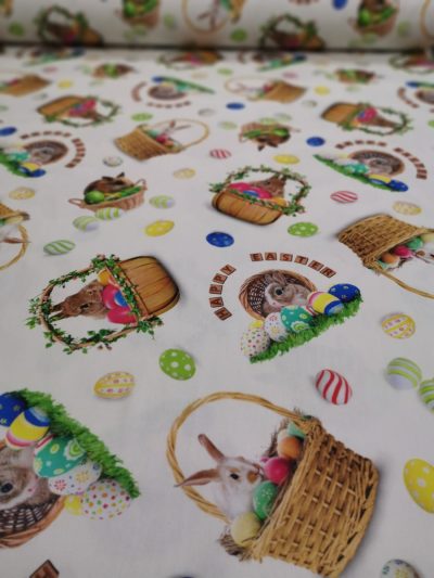 Великденски кръгли покривки за маса Зайче в кошница - Vany Design