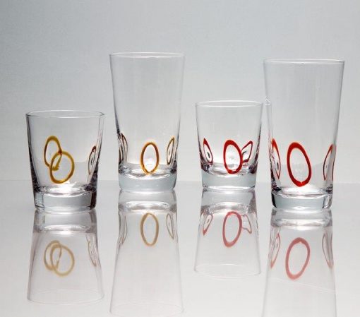 Комплект 6 чаши за уиски - 350 мл серия: Circles - Red