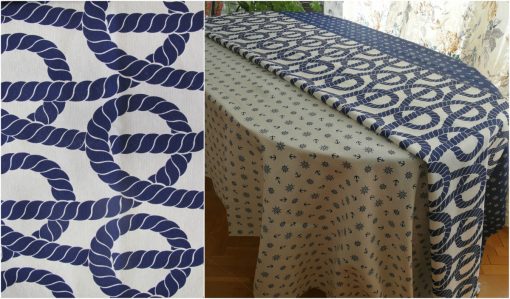 Правоъгълна покривка за маса Корабно въже на бял фон Vany Design