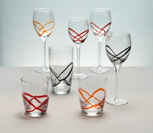 Комплект 6 чаши за вино със столче – 365 мл серия:  X - tream Orange